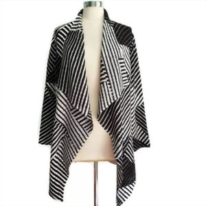 Elegant Black and White Striped Women's Blazer